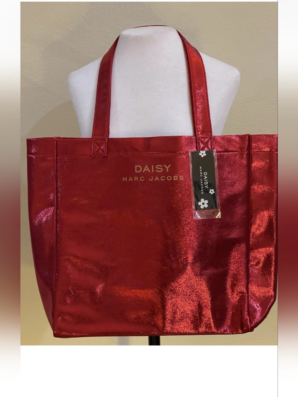 Marc Jacobs Daisy Metallic Red Glitter Tote New!!